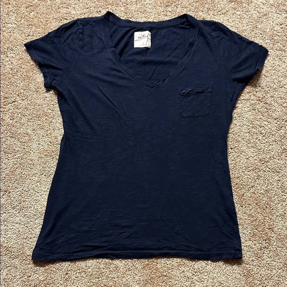 Hollister Navy V-Neck Tee